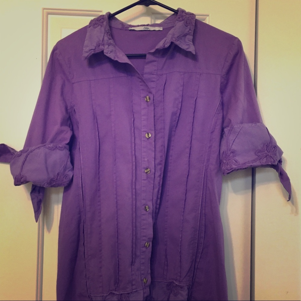 Bottega purple flower embroidered blouse
